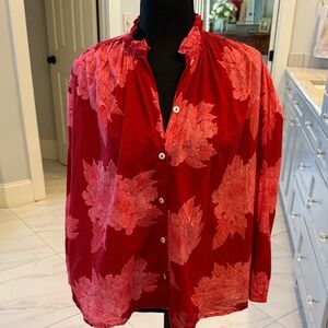 Mille Red Floral Button-Up Blouse